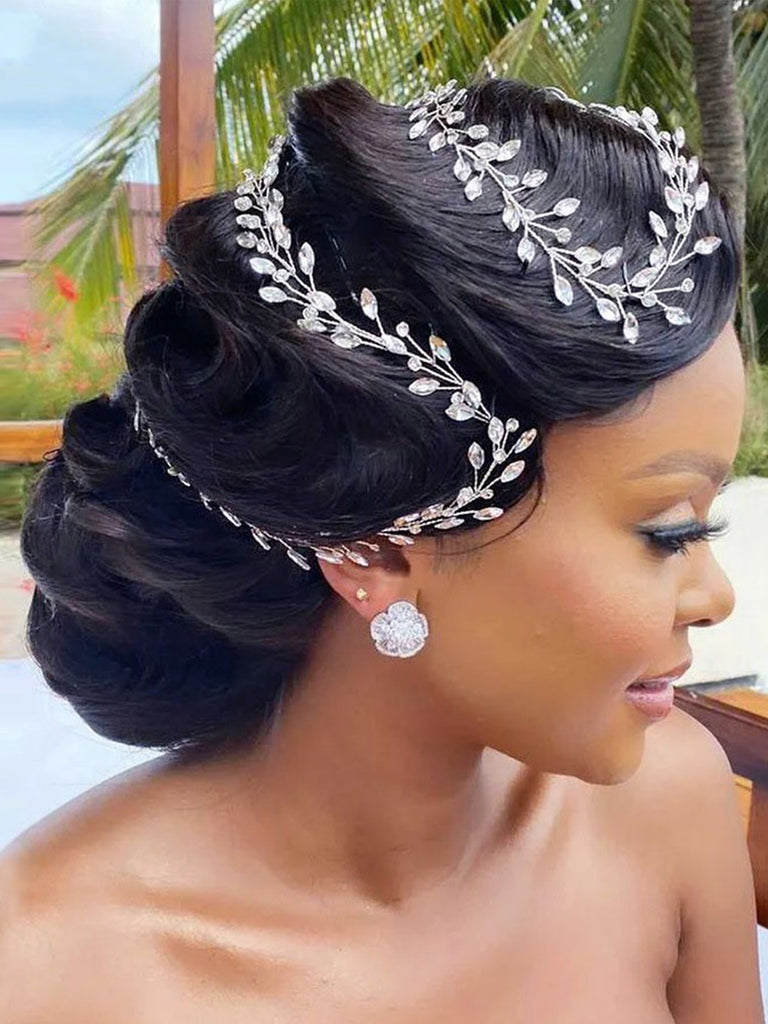 Sparkly Handmade Rhinestone Long Chain Judgment Headwear Extended Hair Band, HP394