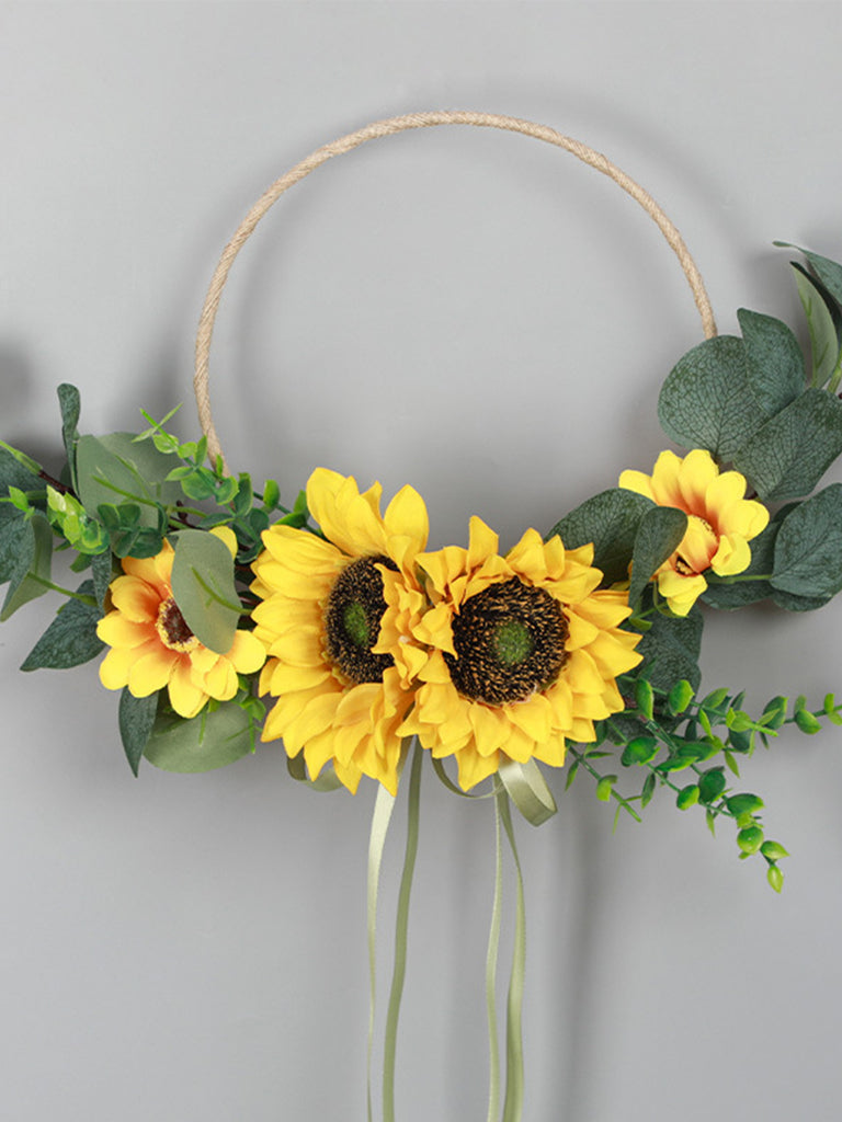 New Sunflower Home Decoration Wreath Wall Hanging Door Decoration Festive Decoration Tassel Wreath, CF6114