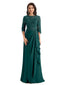 Elegant Chiffon Half Sleeves Lace Long Grandmother of The Bride Dresses In Stock