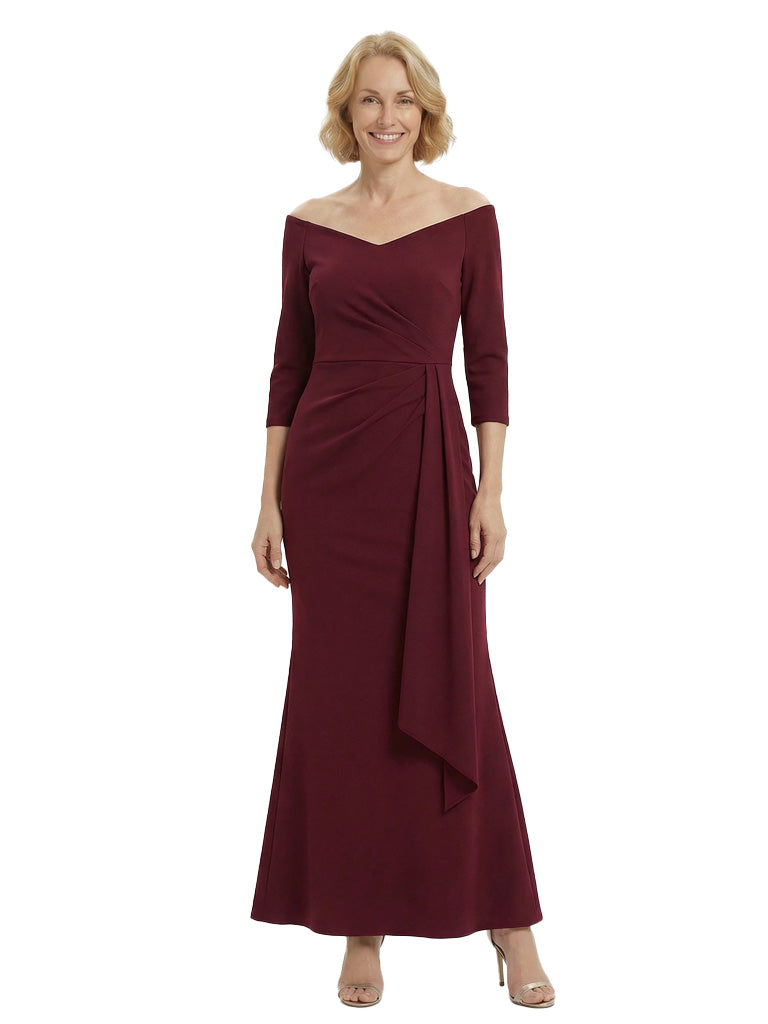 Sexy Crepe V-Neck Half Sleeves Mother Of The Groom Dress Mermaid Fishtail Evening Gown