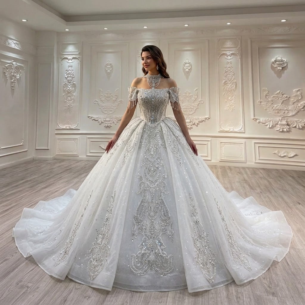 ChicSew Beaded Ball Gown Wedding Dress