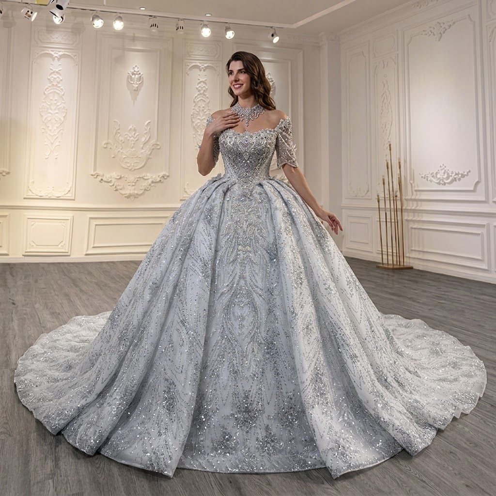 ChicSew Luxurious Rhinestone Ball Gown Wedding Dress