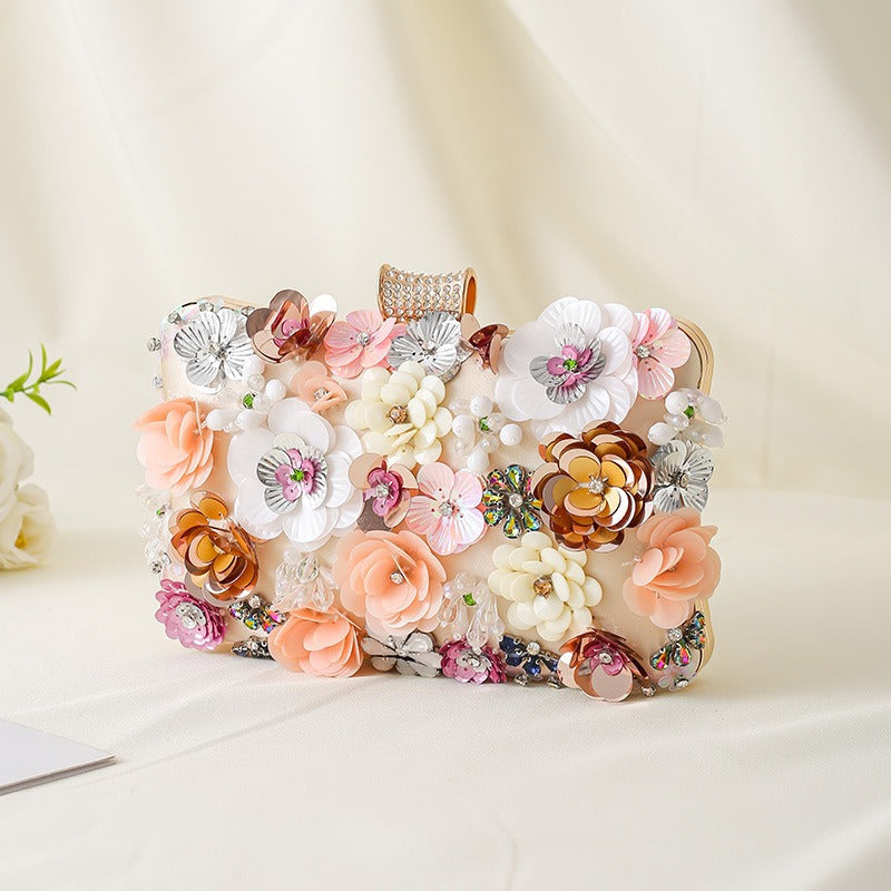 Floral Evening Handbags Colorful Rhinestone Clutch Purses Floral Bride Wedding Handbag Chain Shoulder Bag