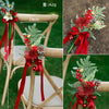 New Festival Outdoor Christmas Elements Chair Back Flower Simulation Flower Party Wedding Red Decorative Flower, CF17088