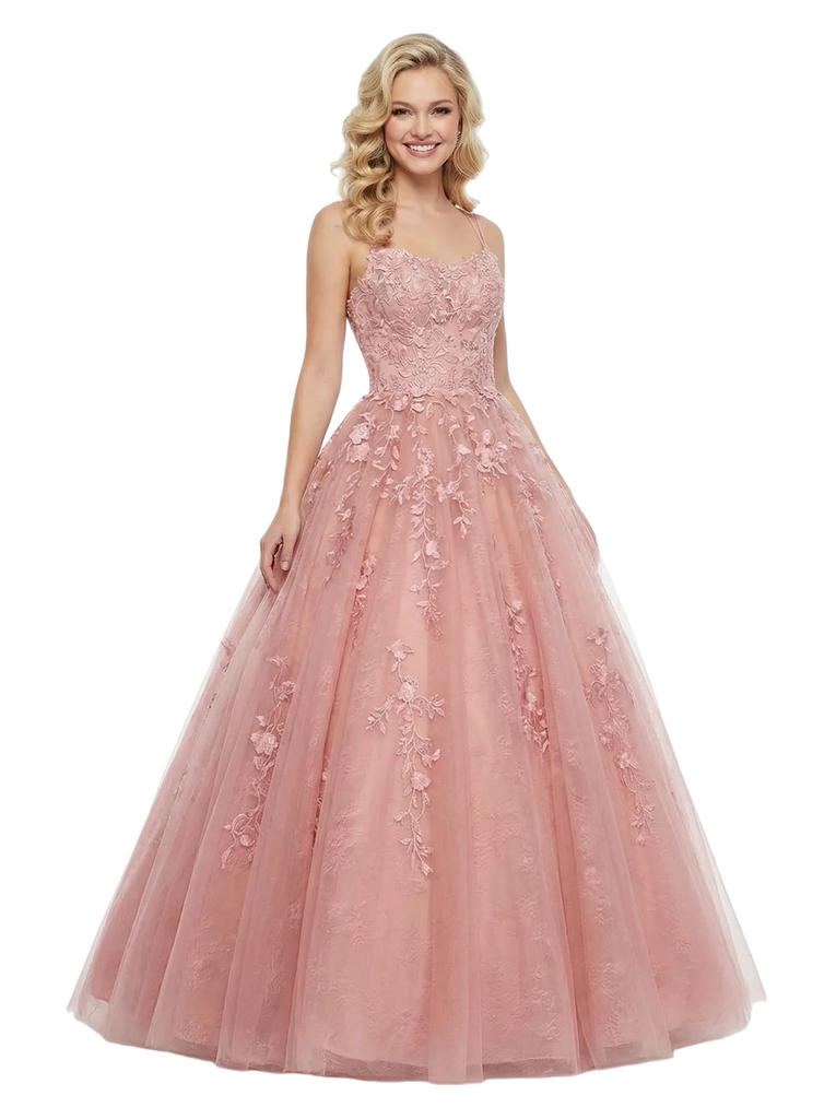 ChicSew Elegant Ball Gown Prom Dress Lace Tulle A-Line Long Formal Evening Gown