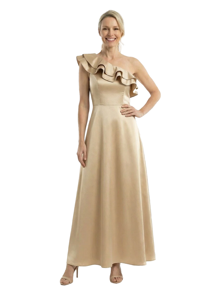 Chicsew Elegant One Shoulder Ruffle Ankle-Length Satin A-Line Mother Of The Bride Dresses