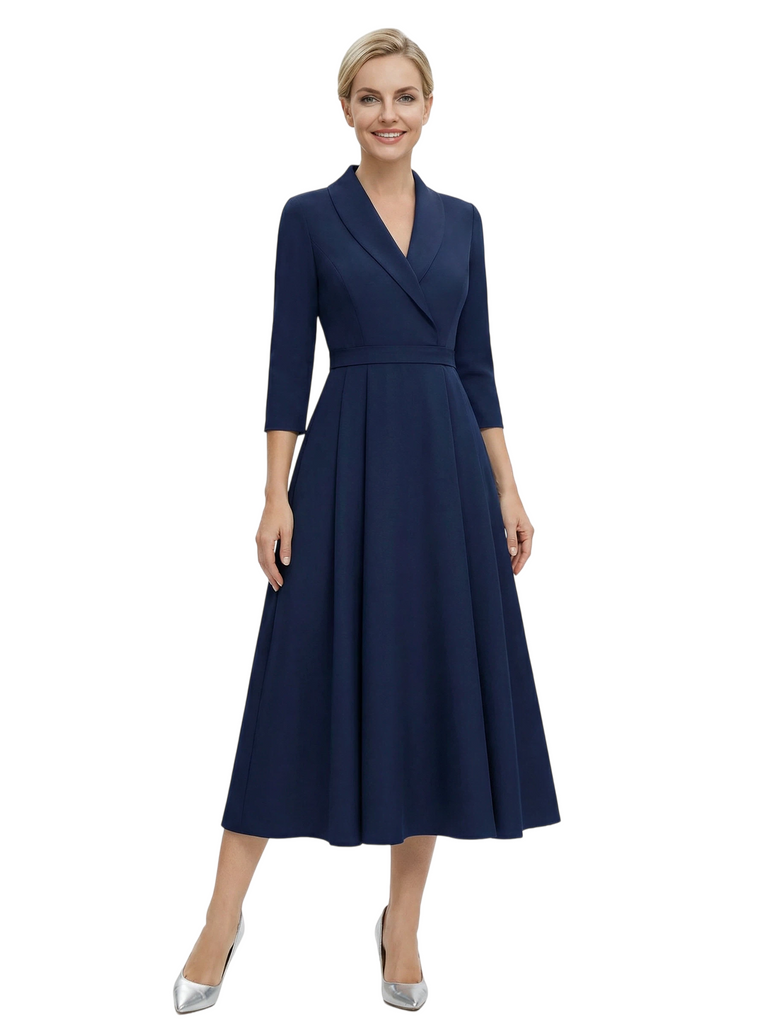 Chicsew Elegant V-Neck 3/4 Sleeves Mother Of The Groom Dress A-Line Gown