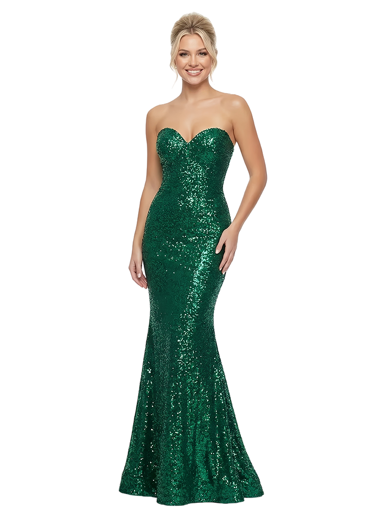 ChicSew Sparkly Mermaid Sweetheart Sequin Long Party Prom Dresses