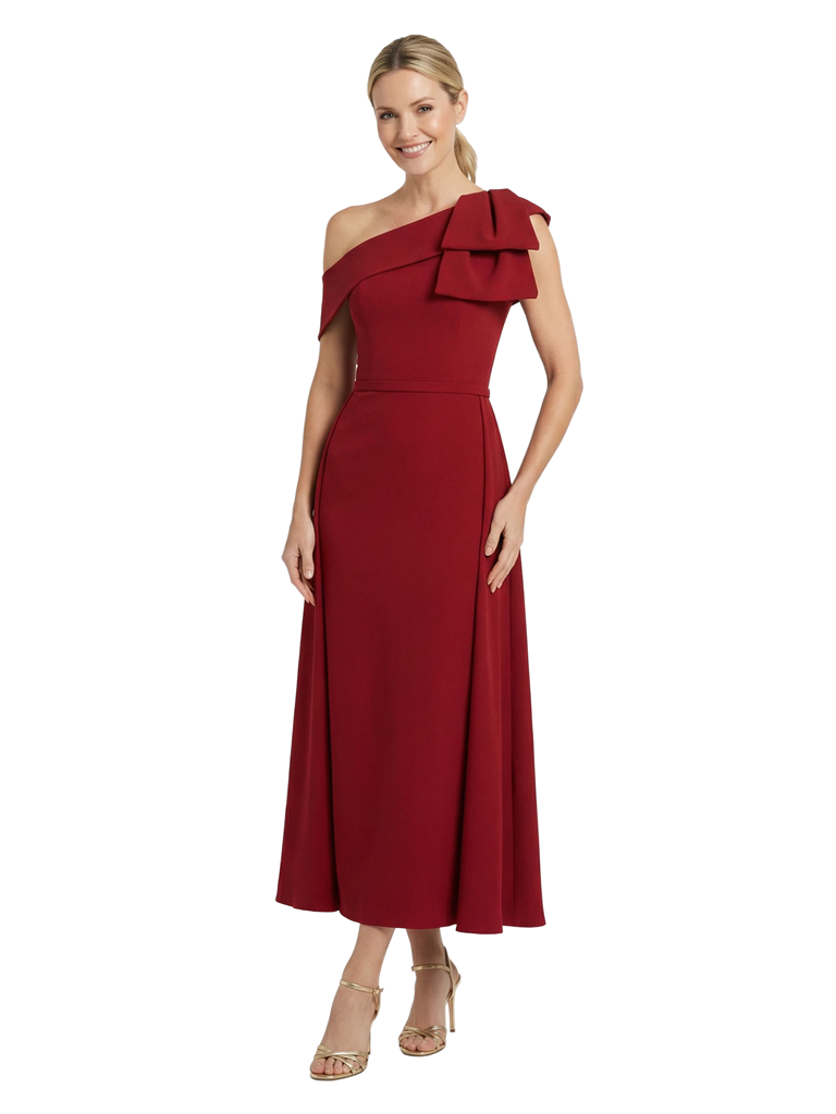 Chicsew Modern One Shoulder Bow Knot Tea-Length A-Line Mother Of The Bride Dresses