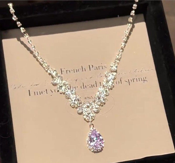Flash Diamond Tassel Necklace Luxury Dress Accessories Dinner Clavicle Necklace CN02