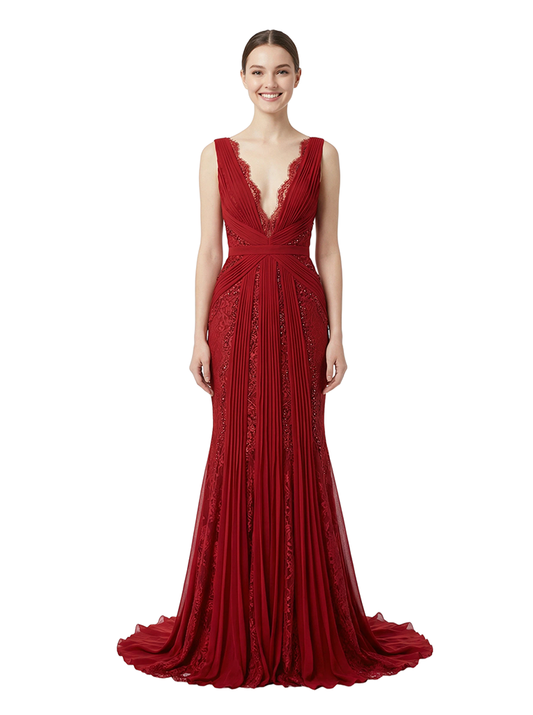 ChicSew Classy Lace Spaghetti Straps Ruffle Chiffon Mermaid Elegant Formal Prom Dress