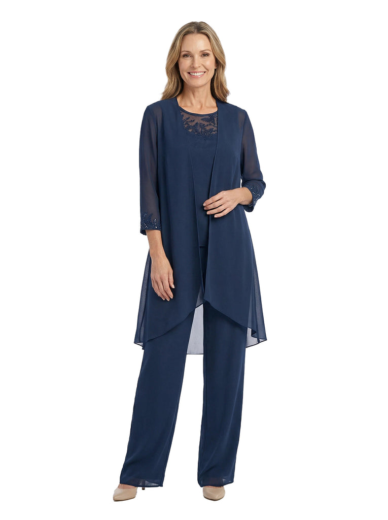 ChicSew Elegant Chiffon 3/4 Sleeves Pant Suit For Mother Of The Bride With Jacket
