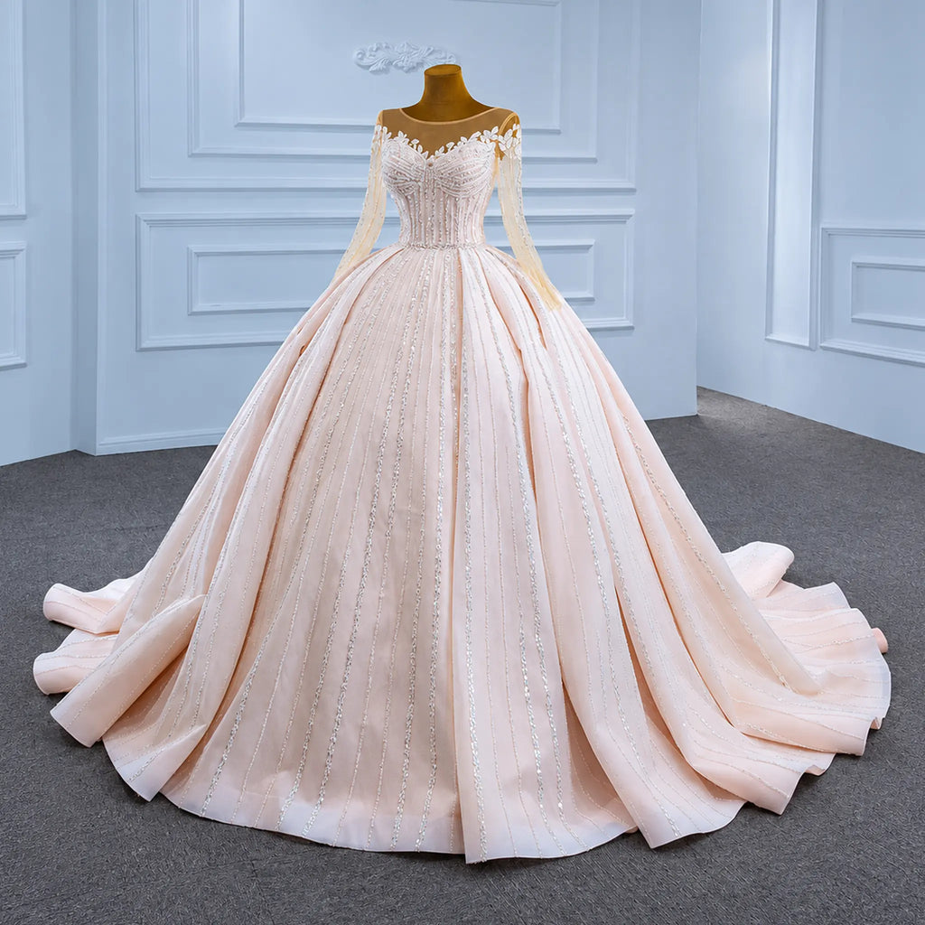 ChicSew Luxurious Sequined Illusion Ball Gown Wedding Dress