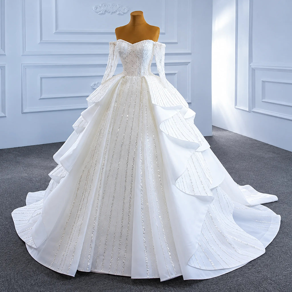 ChicSew Luxurious Off Shoulder Ball Gown Wedding Dress With Sequin