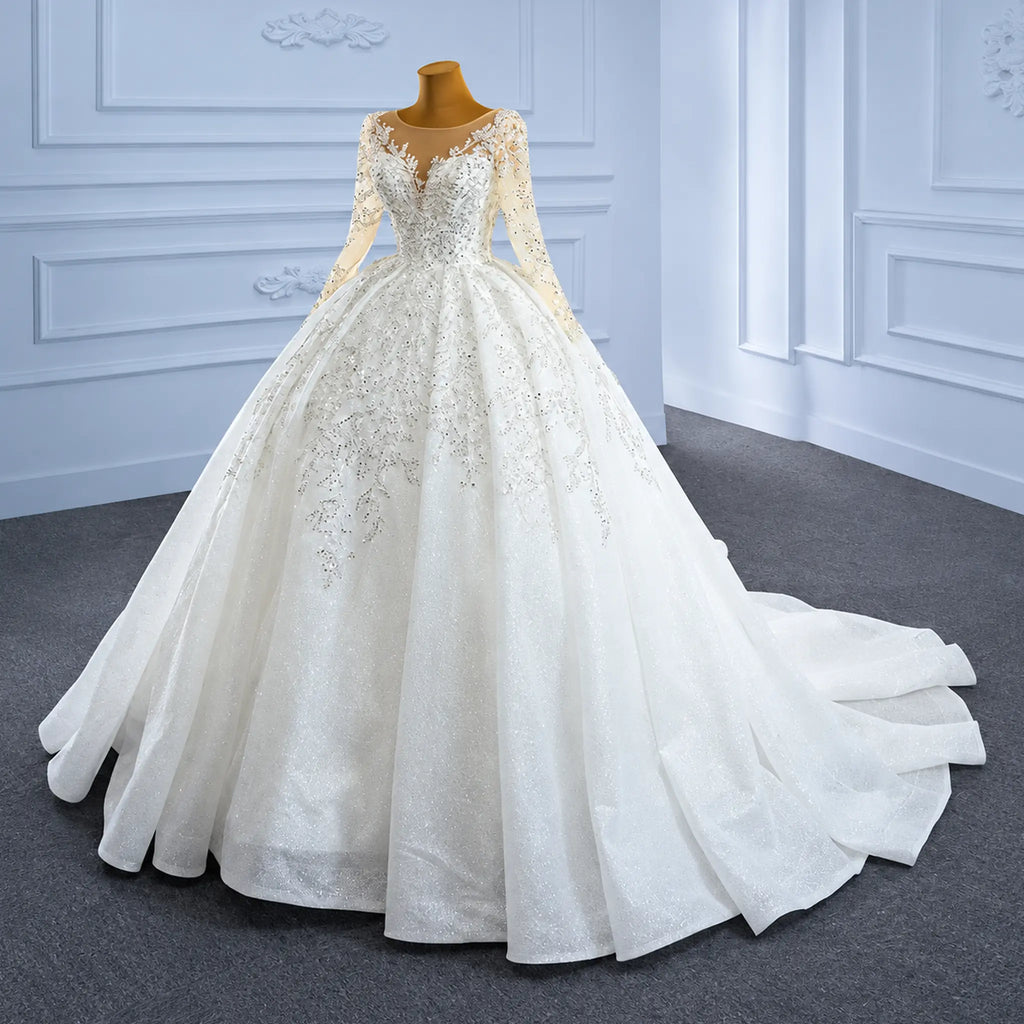 ChicSew Luxurious Long Sleeves Ball Gown Wedding Dress With Sequin