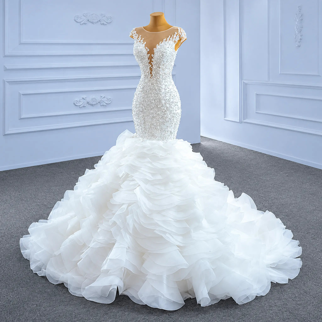 ChicSew Beaded Illusion Mermaid Ball Gown Wedding Dress