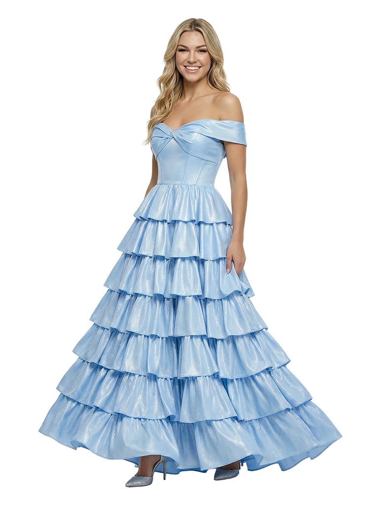 ChicSew Stunnning Sweetheart A-line Layered Satin Long Prom Ball Gown