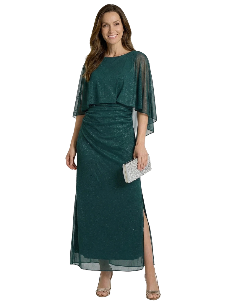 Chicsew Classy Jewel Sheath Half Sleeves Glitter Jersey Mother Of The Groom Dress