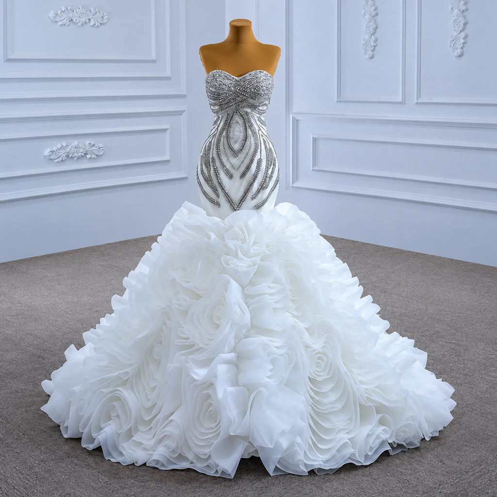 ChicSew Sparkly Off Shoulder Ball Gown Wedding Dress With Rhinestone