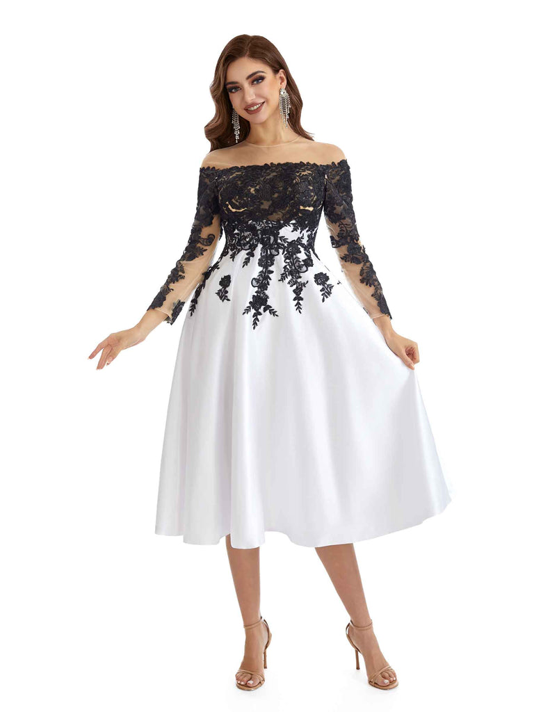 Elegant Long Sleeves Off The Shoulder Short Mother Of the Bride Dresses