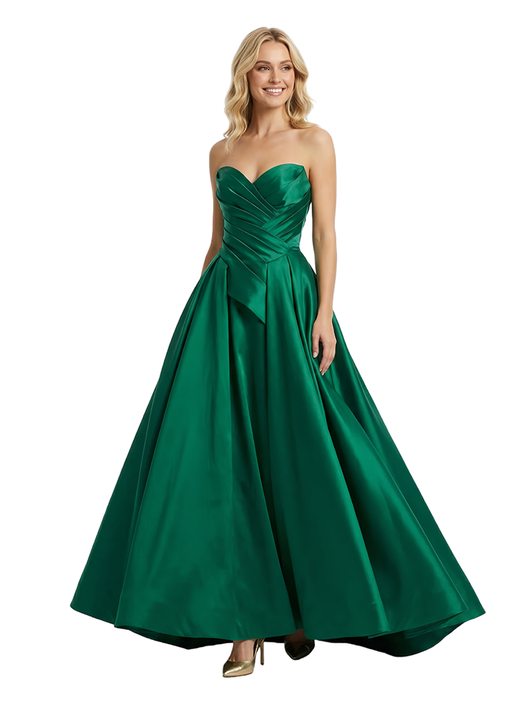 ChicSew Elegent Floor-length Sleeveless Sweetheart Satin Party Prom Dresses