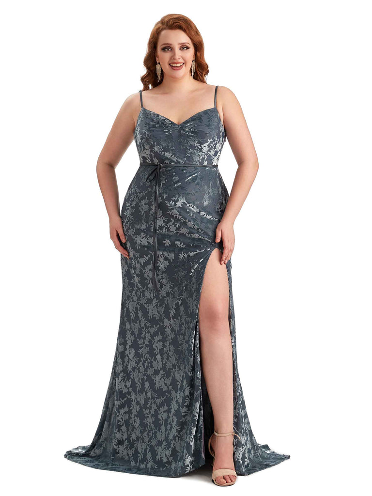 Plus Size Mermaid Winter Velvet Bridesmaid Gowns - ChicSew