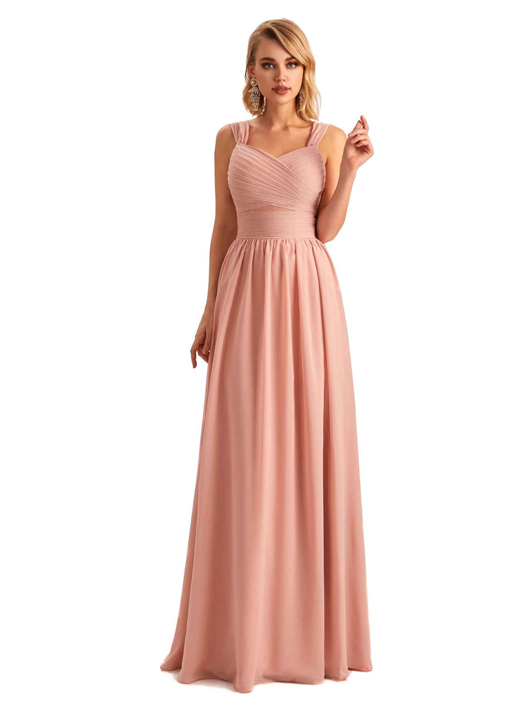 Elegant A-line Chiffon Straps Sleeveless Long Mother of the Brides Dresses Online