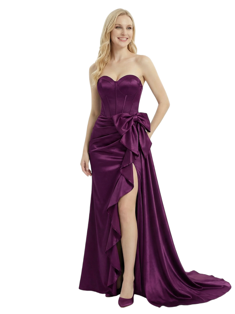 ChicSew Elegant Strapless Satin Sweetheart Mermaid Corset Sexy Prom Dresses