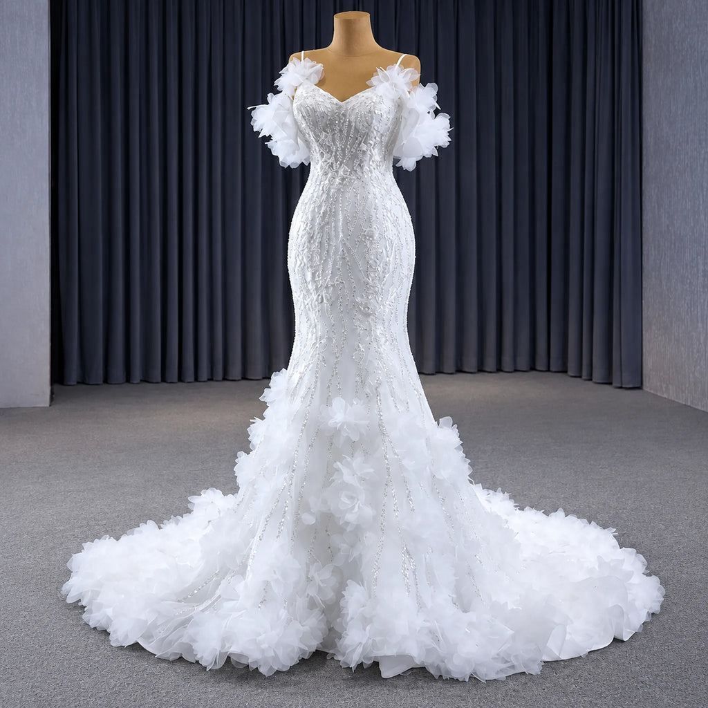 ChicSew Spaghetti Straps Luxurious Wedding Dress With 3D Flowers