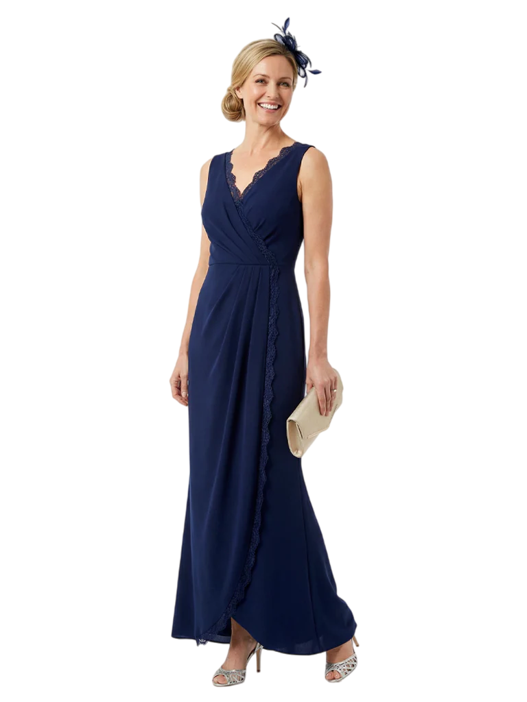 Chicsew Sophisticated Sleeveless Lace V-Neck Chiffon Mother Of The Bride Maxi Dress