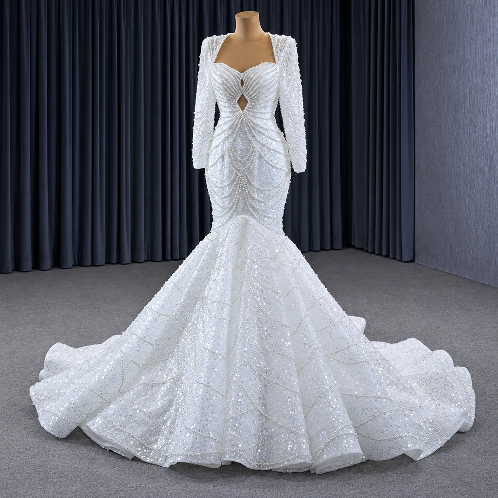ChicSew Luxurious Beaded Tulle Mermaid Wedding Dress