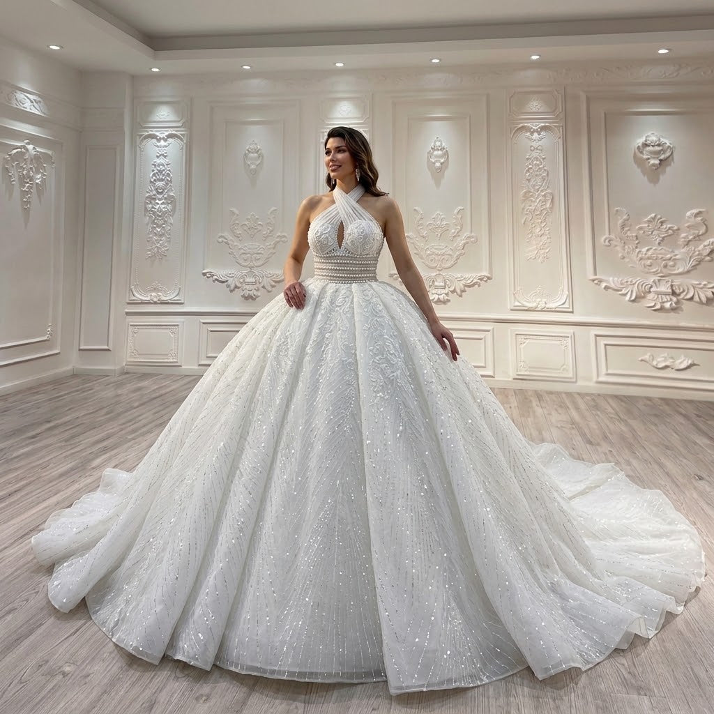 ChicSew Luxurious Beaded Ball Gown Wedding Dress