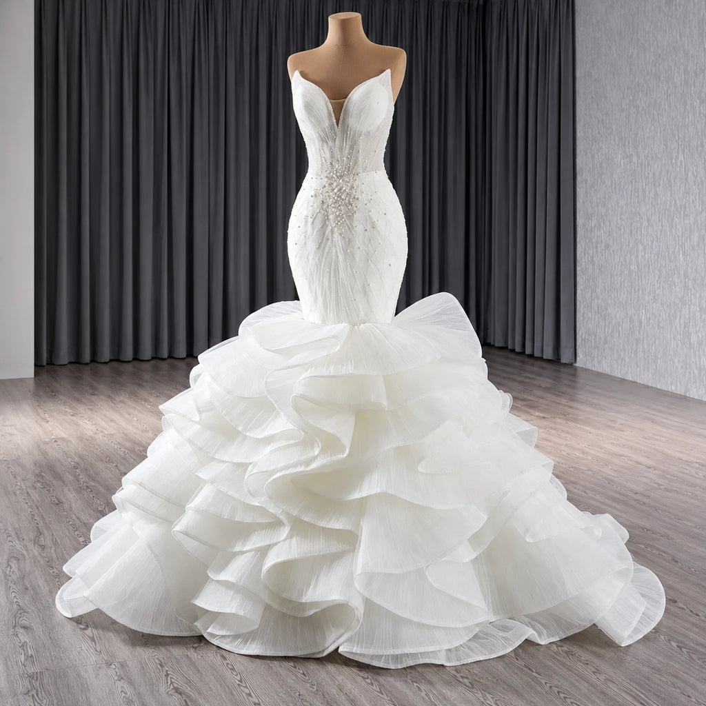 ChicSew Strapless V-Neck Beaded Ball Gown Wedding Dress