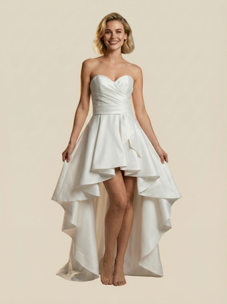 A-Line Sweetheart High-Low Maxi Satin Lace Up Back Wedding Gowns Online