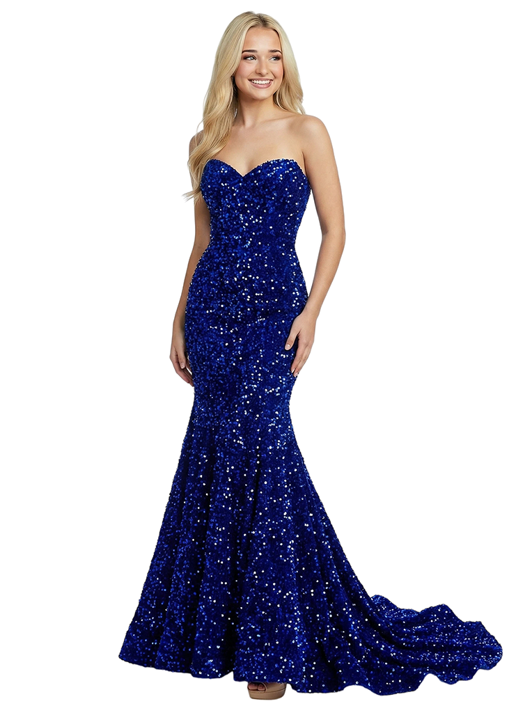 Stylish Sweetheart Sleeveless Sequin Mermaid Prom Dress Floor-Length Formal Evening Gown