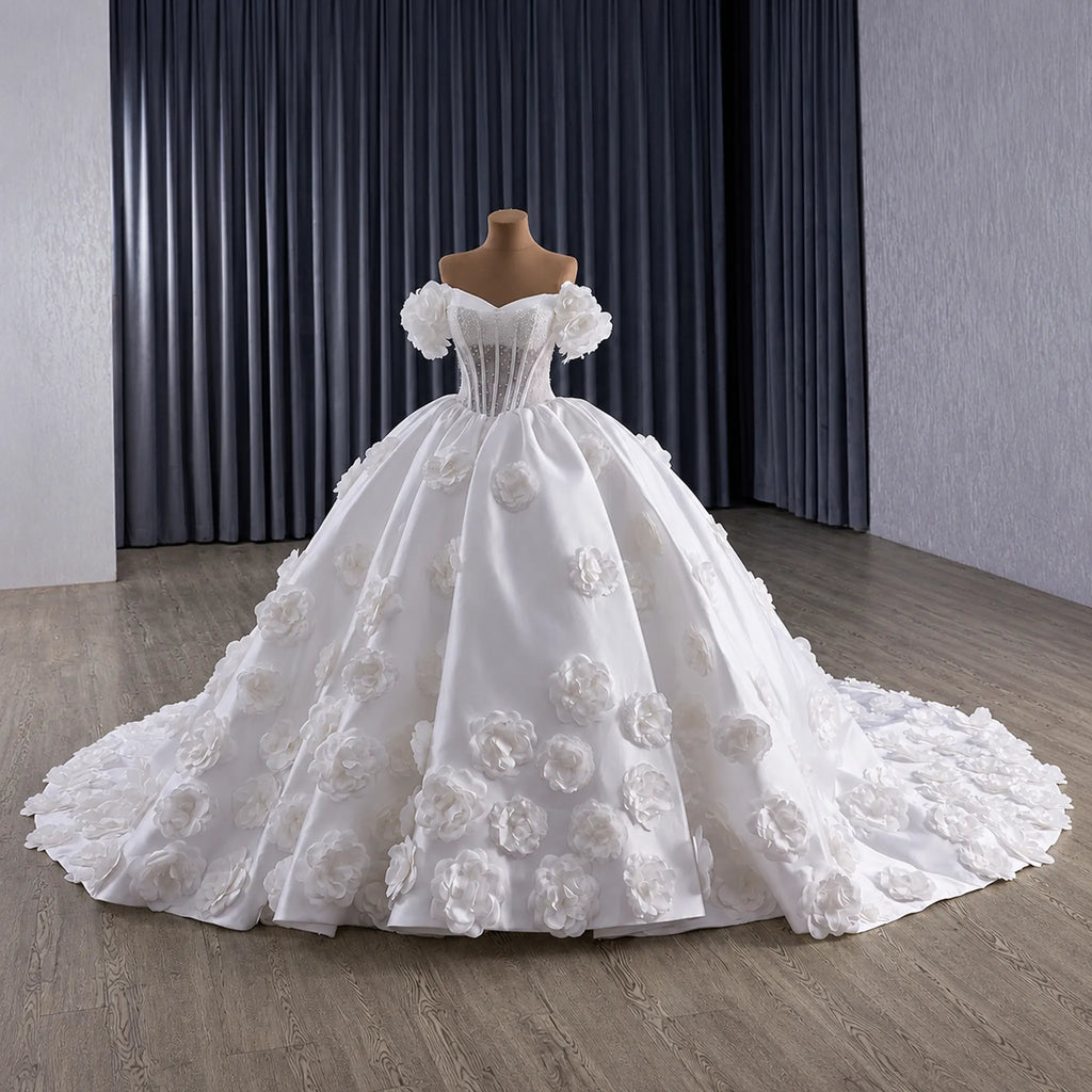 ChicSew Luxurious Ball Gown Wedding Dress With 3D Flowers