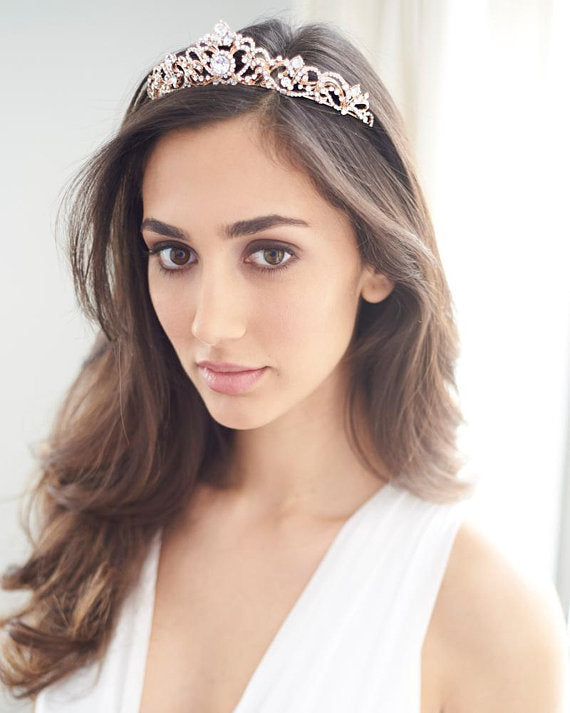 Diamond Crown Bridal Headdress Rose Gold Crown hairband Bridal Jewelry CN11
