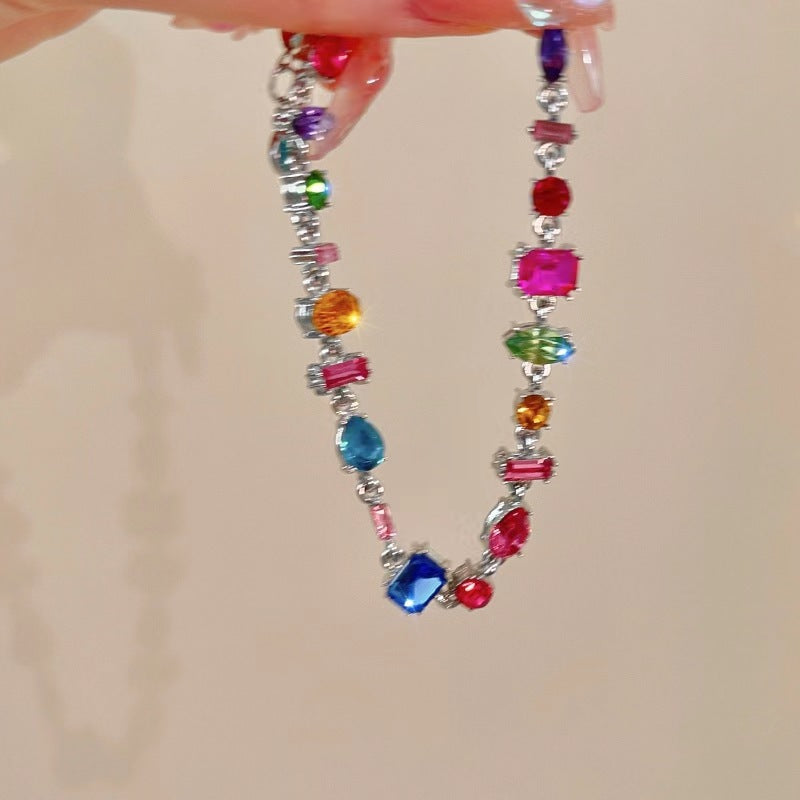 Luxury Color Rhinestone High-grade Super Flash Clavicle Temperament Dinner Necklace CN23