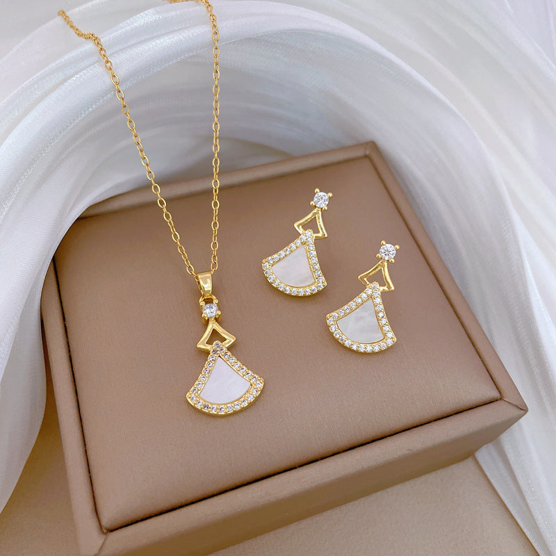 Flash Diamond Tassel Luxury Dress Accessories Dinner Clavicle Necklace Earring CN287