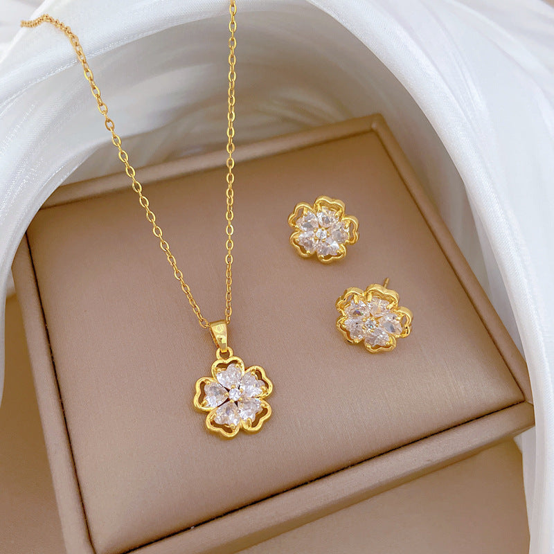 Flash Diamond Tassel Luxury Dress Accessories Dinner Clavicle Necklace Earring CN288