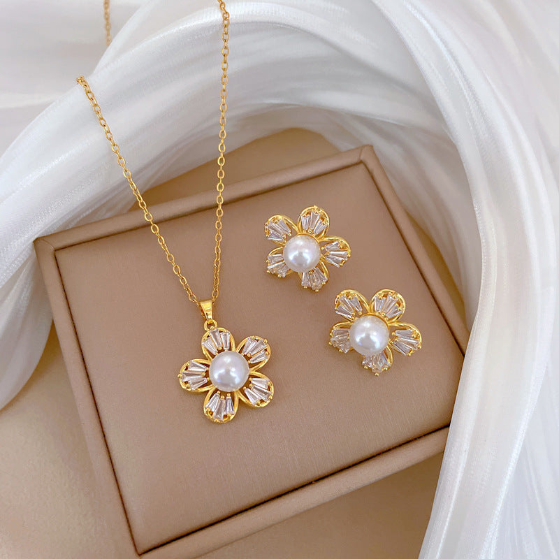 Flash Diamond Tassel Luxury Dress Accessories Dinner Clavicle Necklace Earring CN315