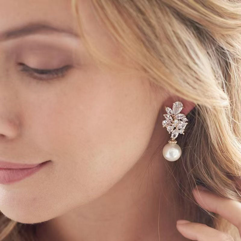 New Floral Ivory Pearl Teardrop Bridal Earrings – Versatile Wedding & Bridesmaid Jewelry
