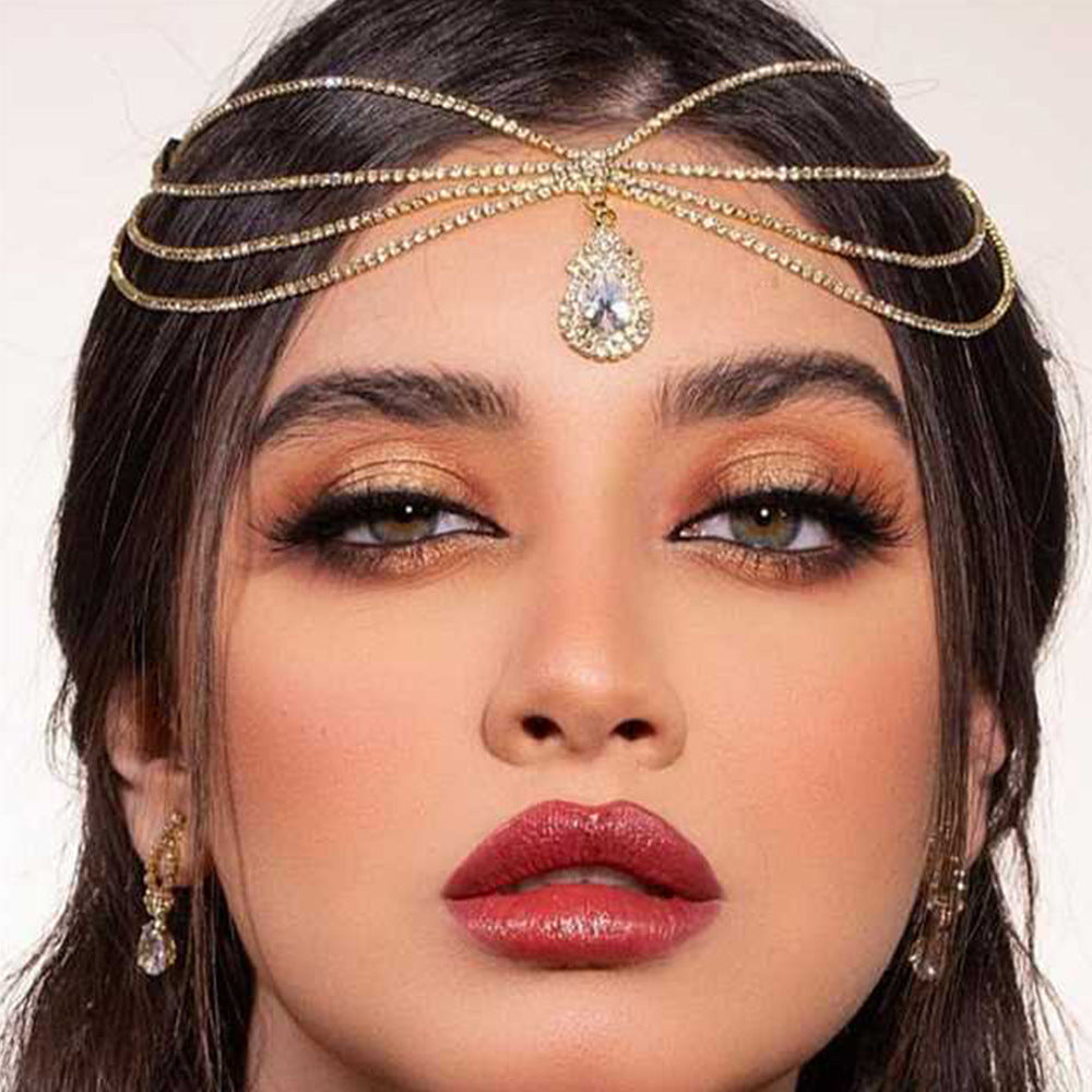 Silver Crystal Tassels Rhinestone Head Chain Headband Forehead Jewelry CN141