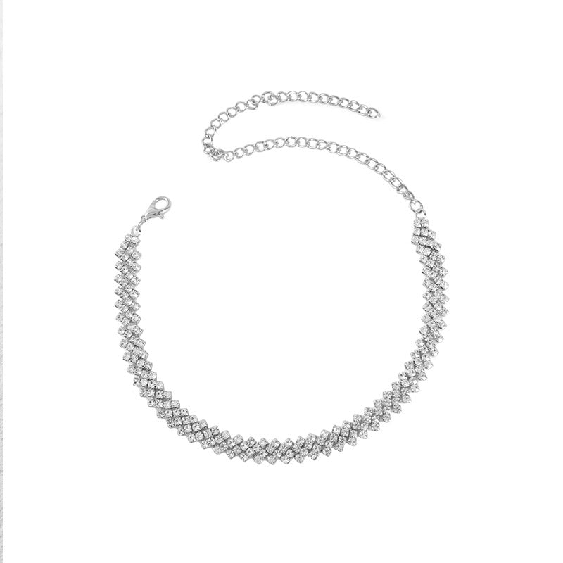 Fashion Diamond Necklace Personality Temperament Neck Jewelry Short Clavicle Chain CN06