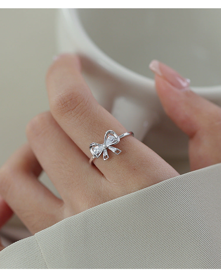 Bow Ring Open Ring Adjustable Luxury Sweet Advanced Ring