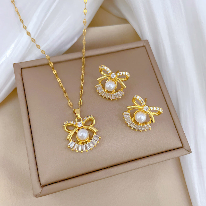 Flash Diamond Tassel Luxury Dress Accessories Dinner Clavicle Necklace Earring CN279