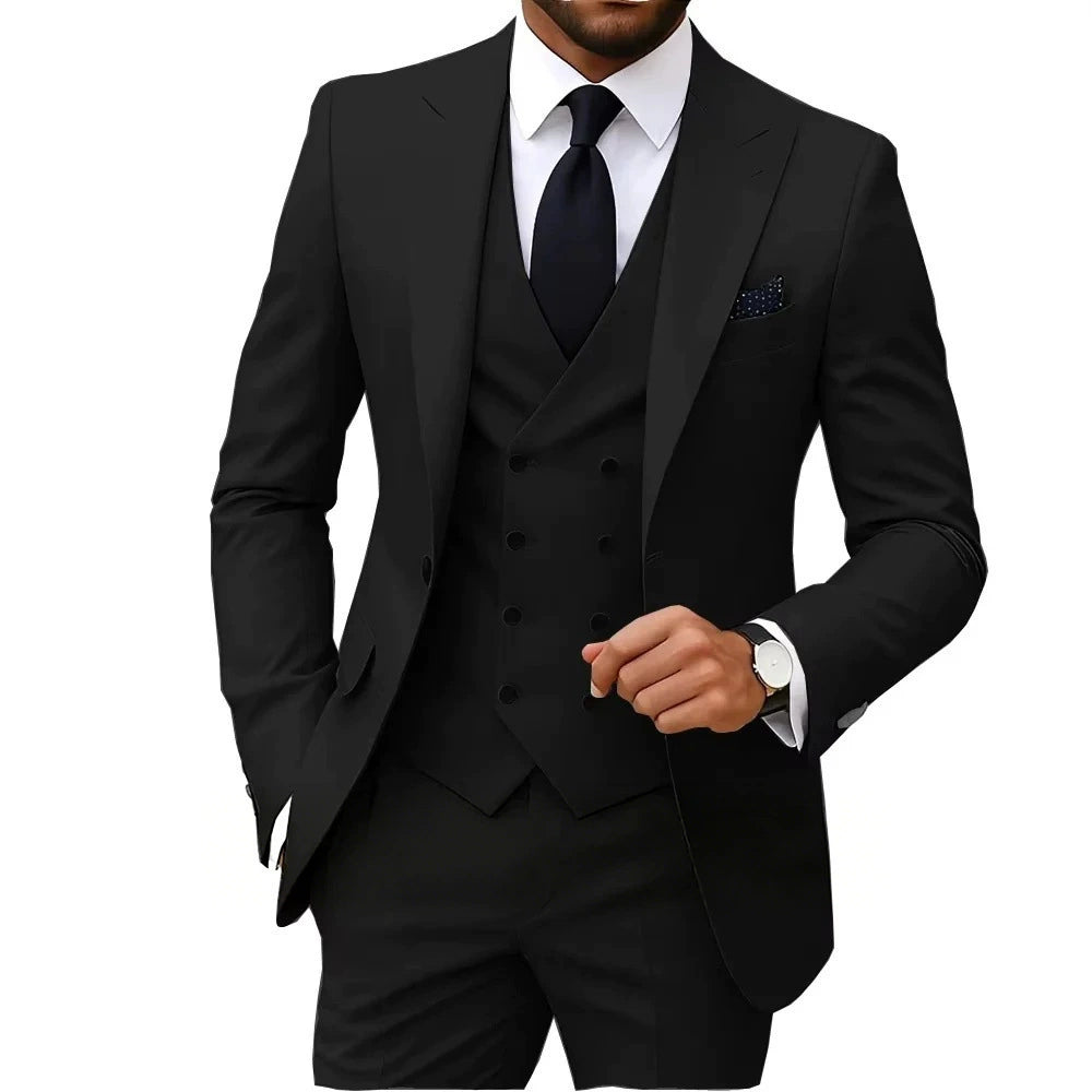 Casual Men's 3 Pieces Mens Suit Regular Fit Notch Lapel Tuxedos (Blazer+vest+Pants) CN550