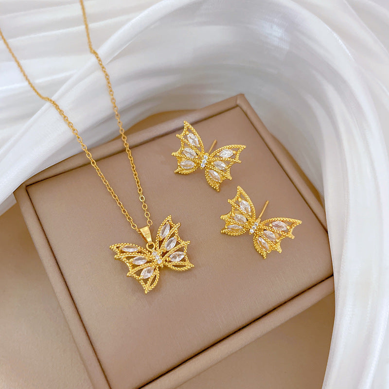 Flash Diamond Tassel Luxury Dress Accessories Dinner Clavicle Necklace Earring CN300