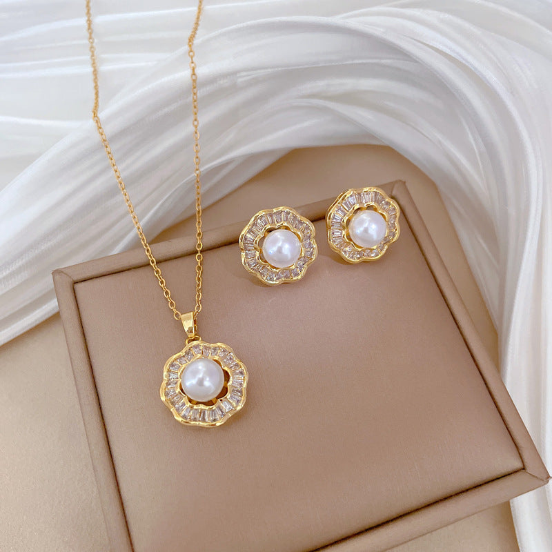 Flash Diamond Tassel Luxury Dress Accessories Dinner Clavicle Necklace Earring CN326