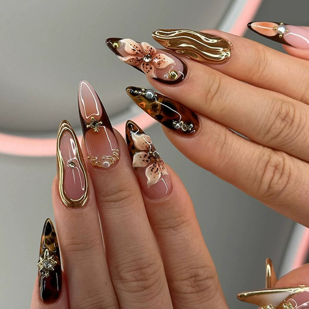 Rhinestone Fake Nails, False Nails Bling Wedding Press On Nails With Design For Women And Girls
